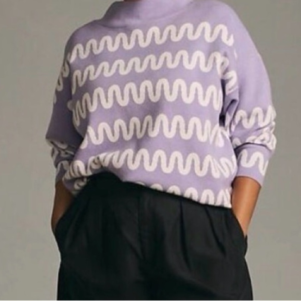 Anthropologie Sweater with Cream Waves size XS